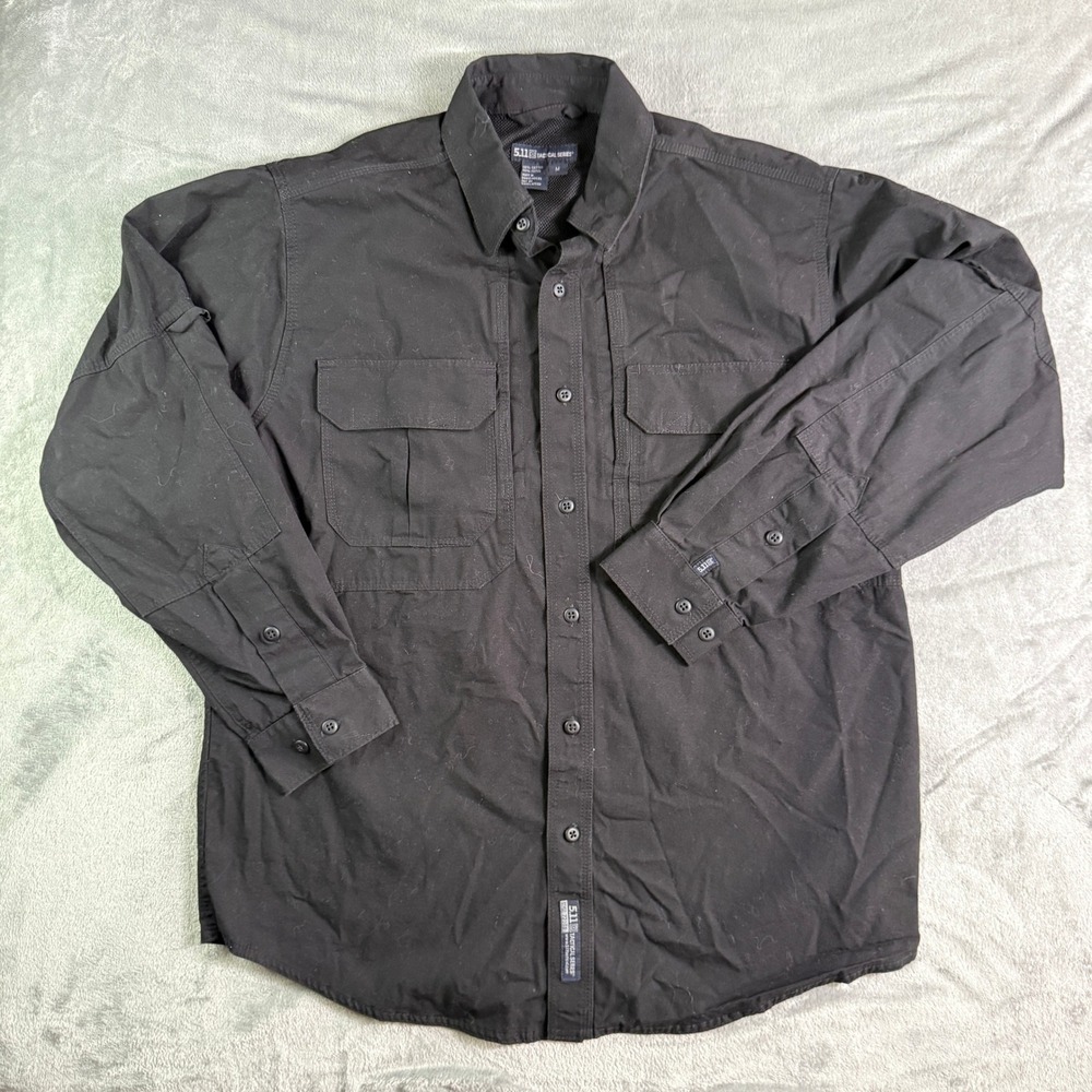 5.11 Tactical Series Mens Black Cotton Long Sleeve Button Down Shirt 72161 M - Picture 2 of 10